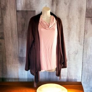 Brown knit open front lightweight cardigan like new